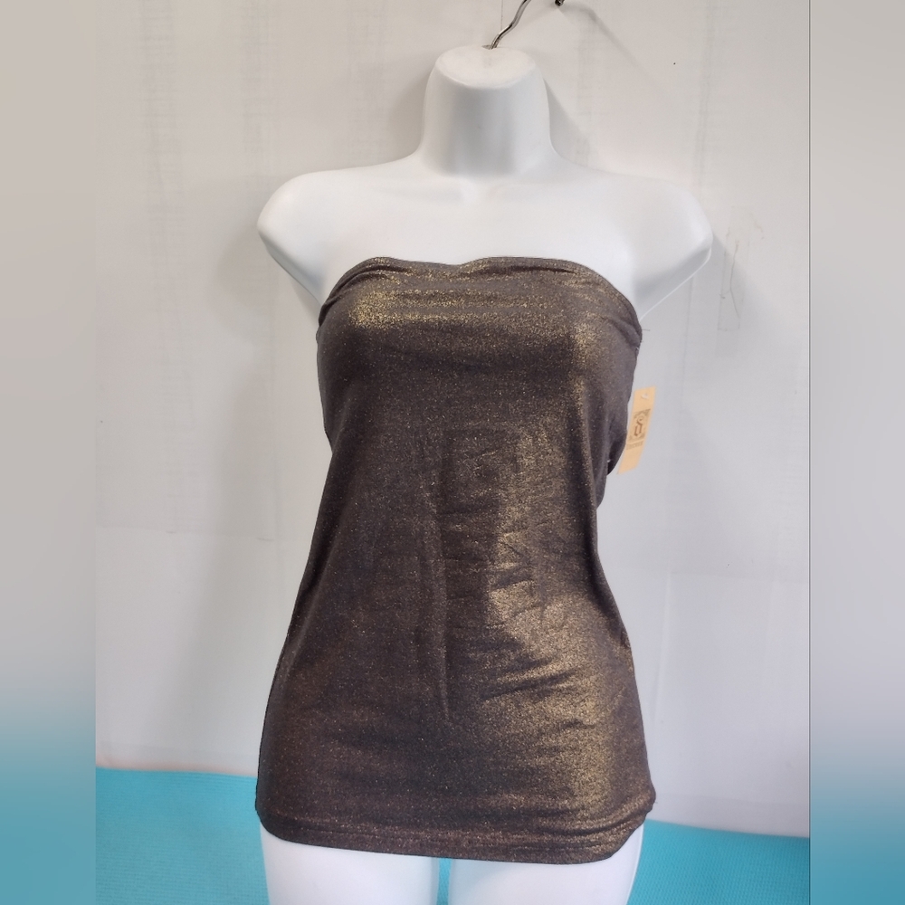 Decree Womens Fitted Pullover Tube Stretch Top Metallic Size M